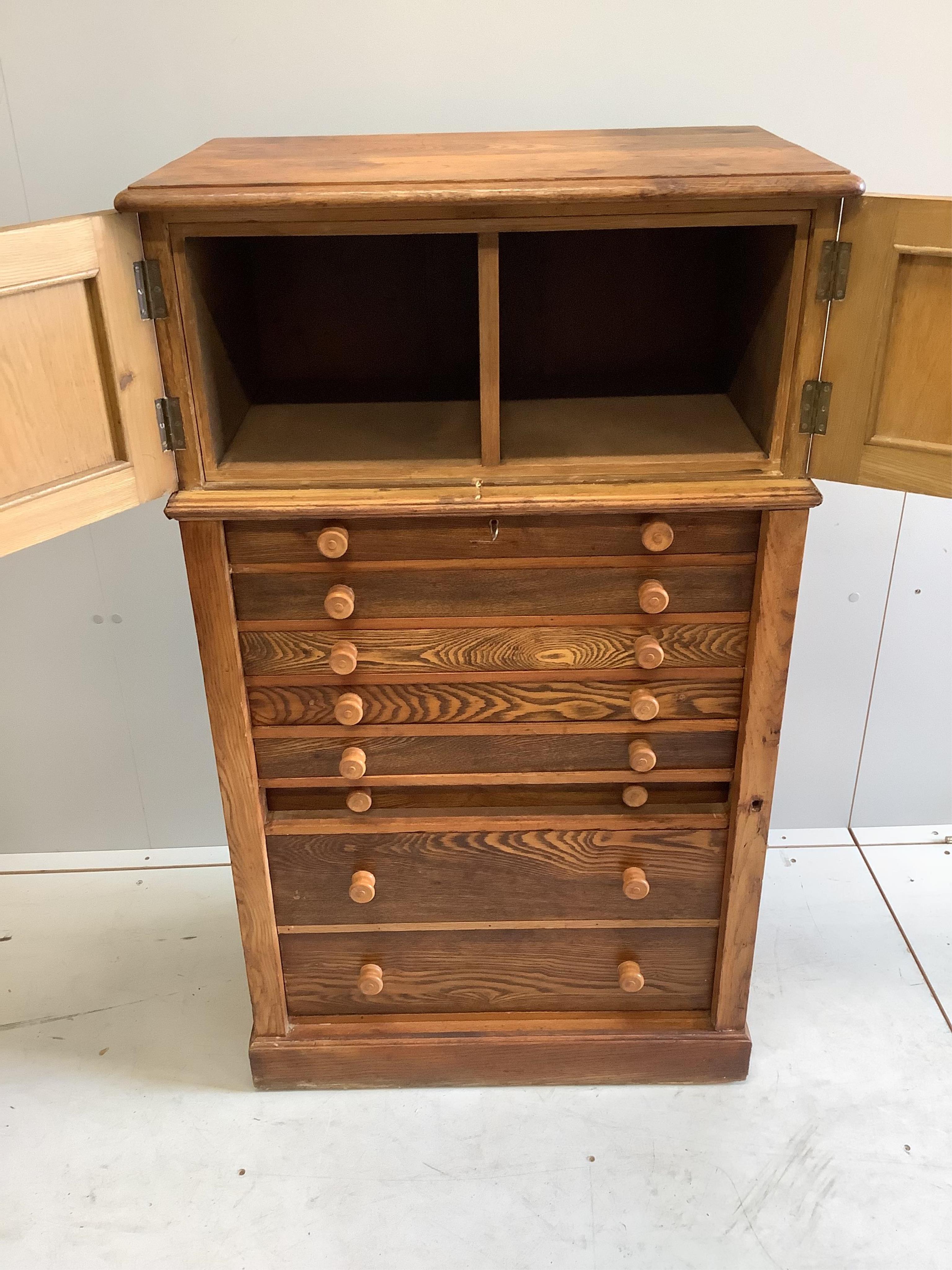 A Victorian style ash collector's chest, width 66cm, depth 40cm, height 113cm. Condition - fair